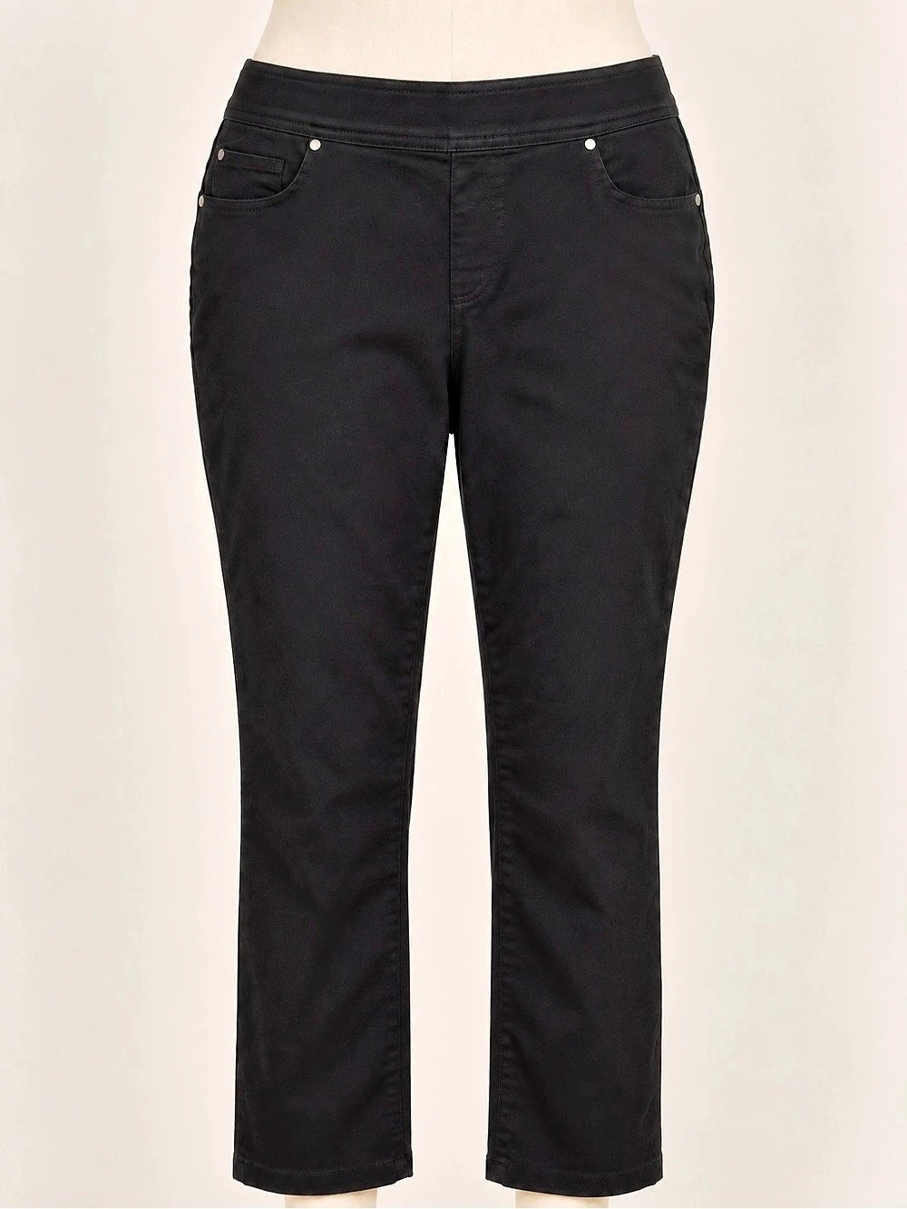 Kim Rogers Black Pull-On Straight Leg Ankle Pants 12PS Petite Short Stretch